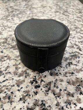 Lancome Black Round Leather Jewelry Case